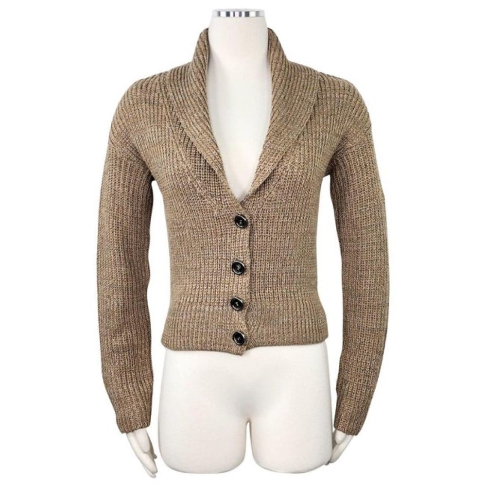 Prada 38/4 Shawl Collar Cardigan Melange Camel